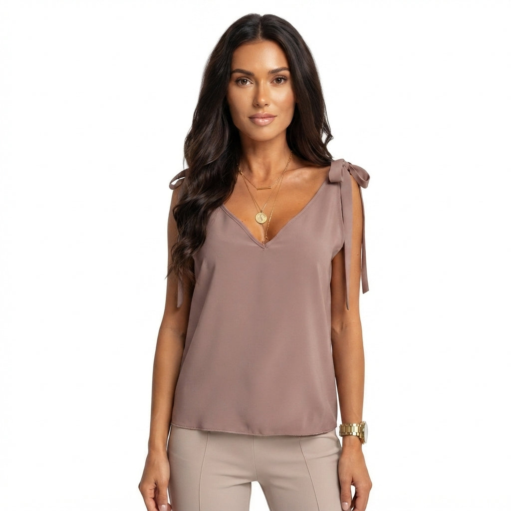 Freya Bennett | Women's Bow Tie-Up V-Neck Cami Top