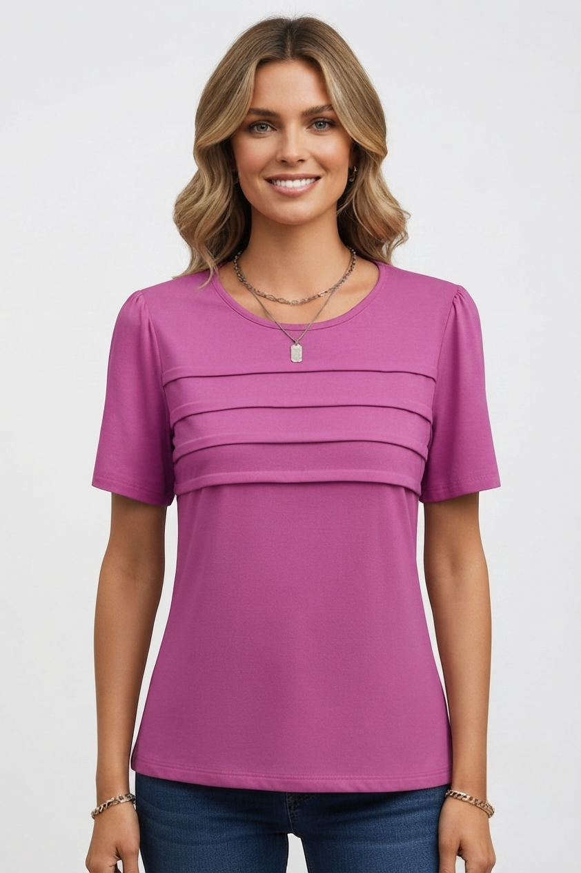 Grace Turner | Women's Layered Front Round Neck Tee