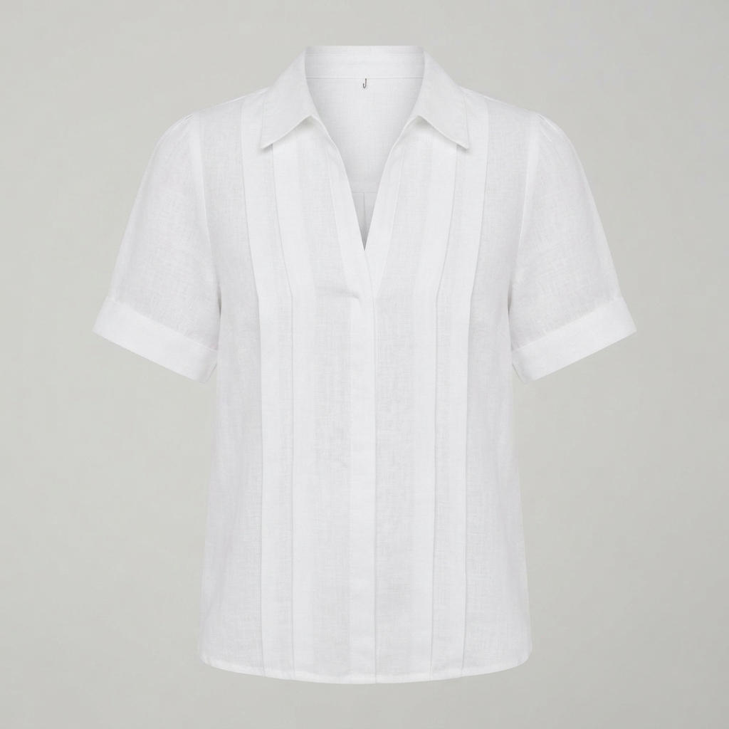 Hannah Robertson | Women's Pleated Linen-Look Blouse