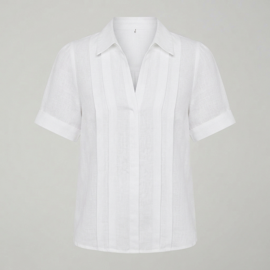 Hannah Robertson | Women's Pleated Linen-Look Blouse