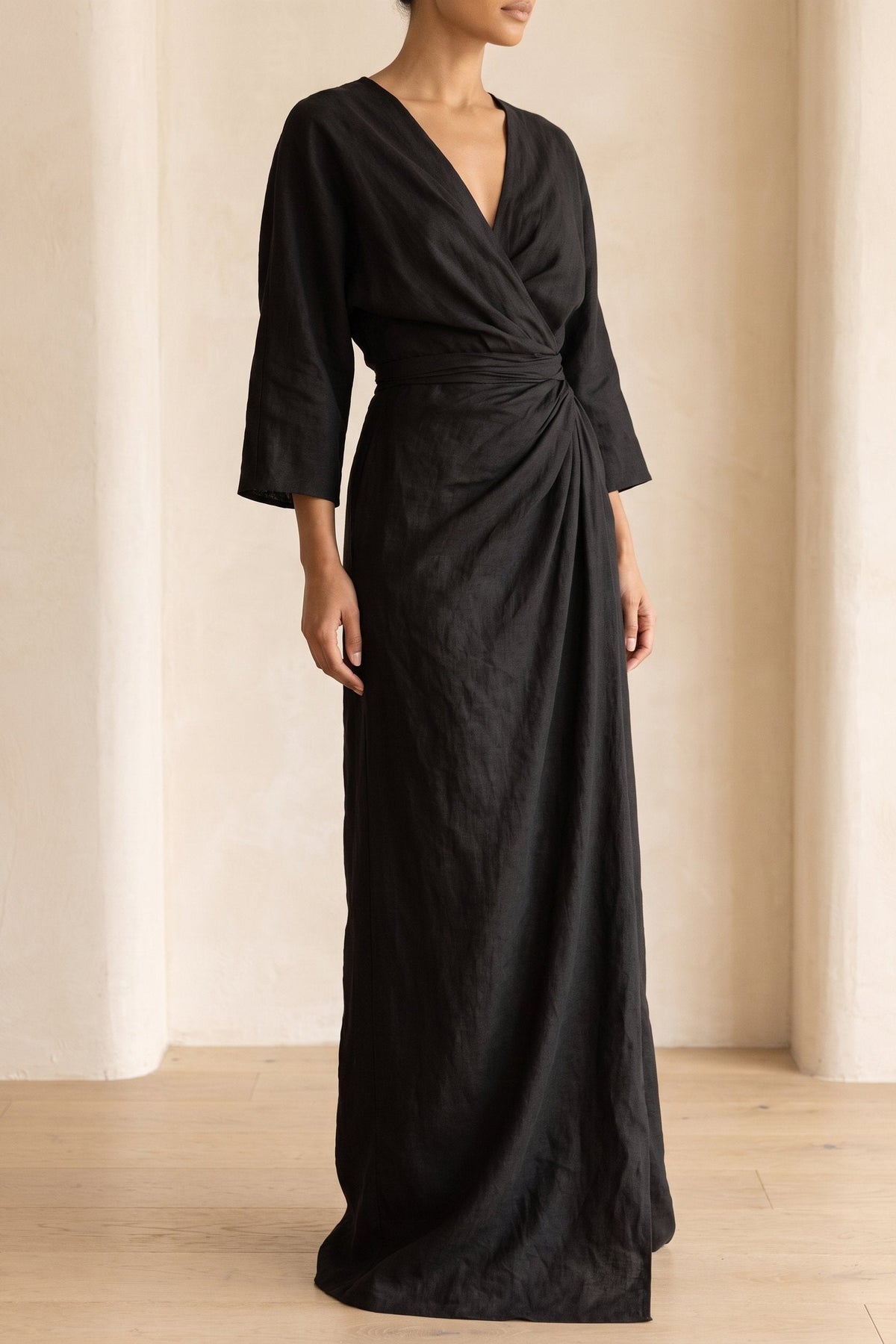 Kenya | Women's Linen-Look V-Neck Maxi Dress