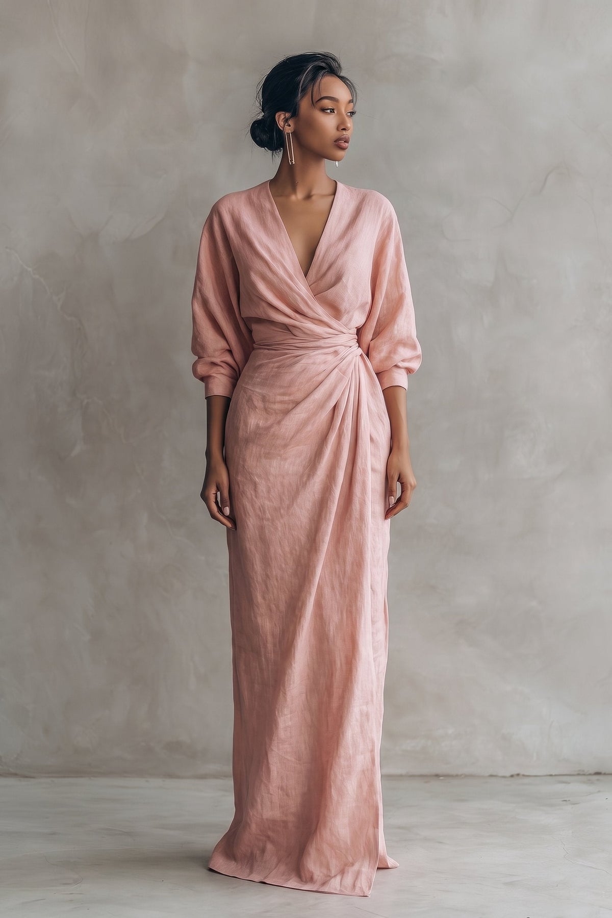 Kenya | Women's Linen-Look V-Neck Maxi Dress