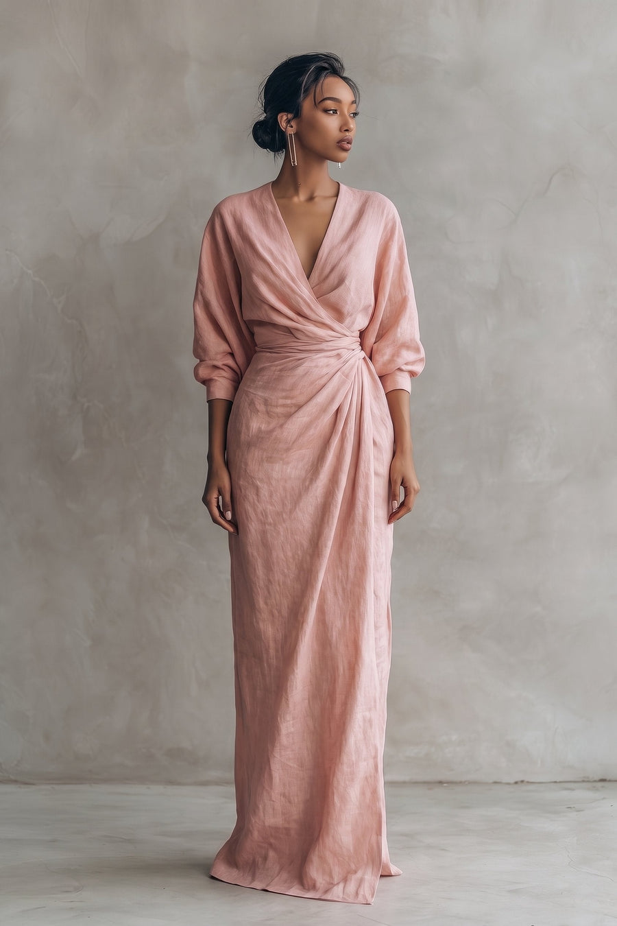 Kenya | Women's Linen-Look V-Neck Maxi Dress