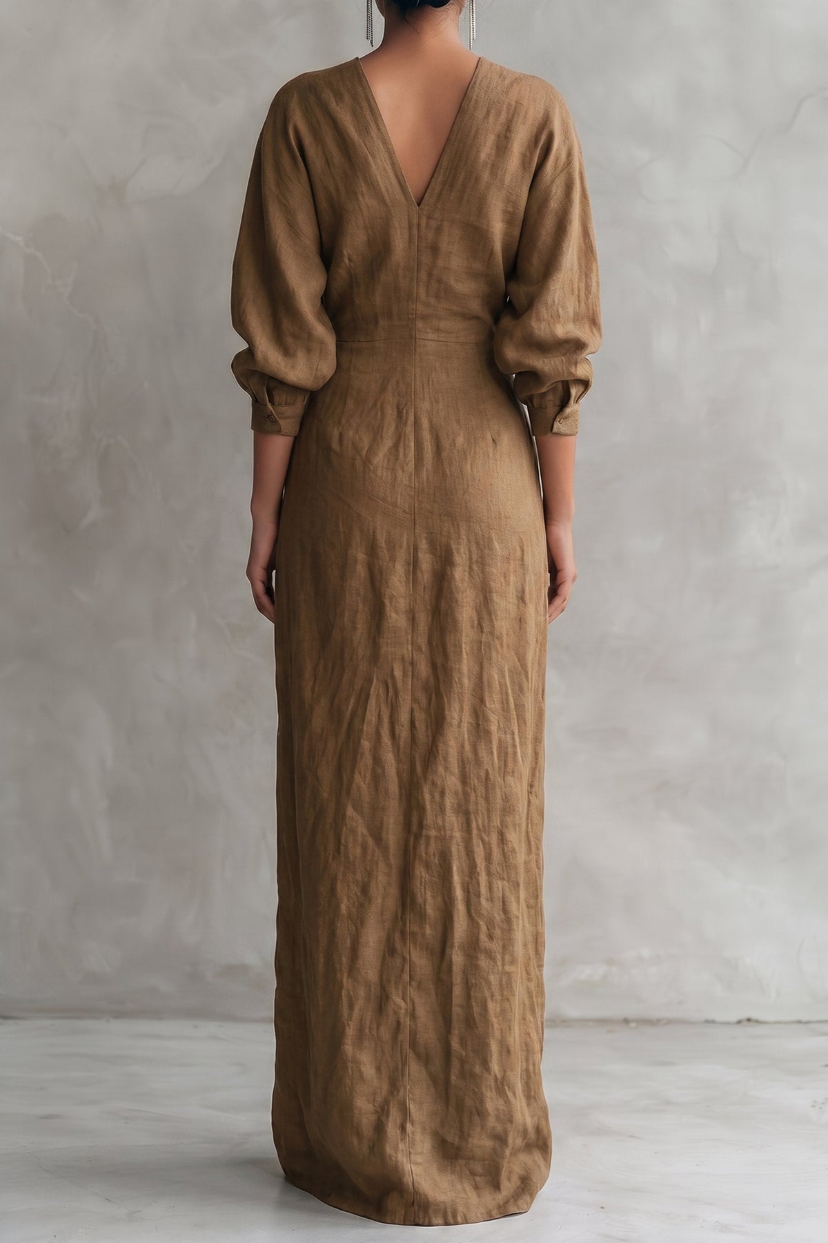 Kenya | Women's Linen-Look V-Neck Maxi Dress