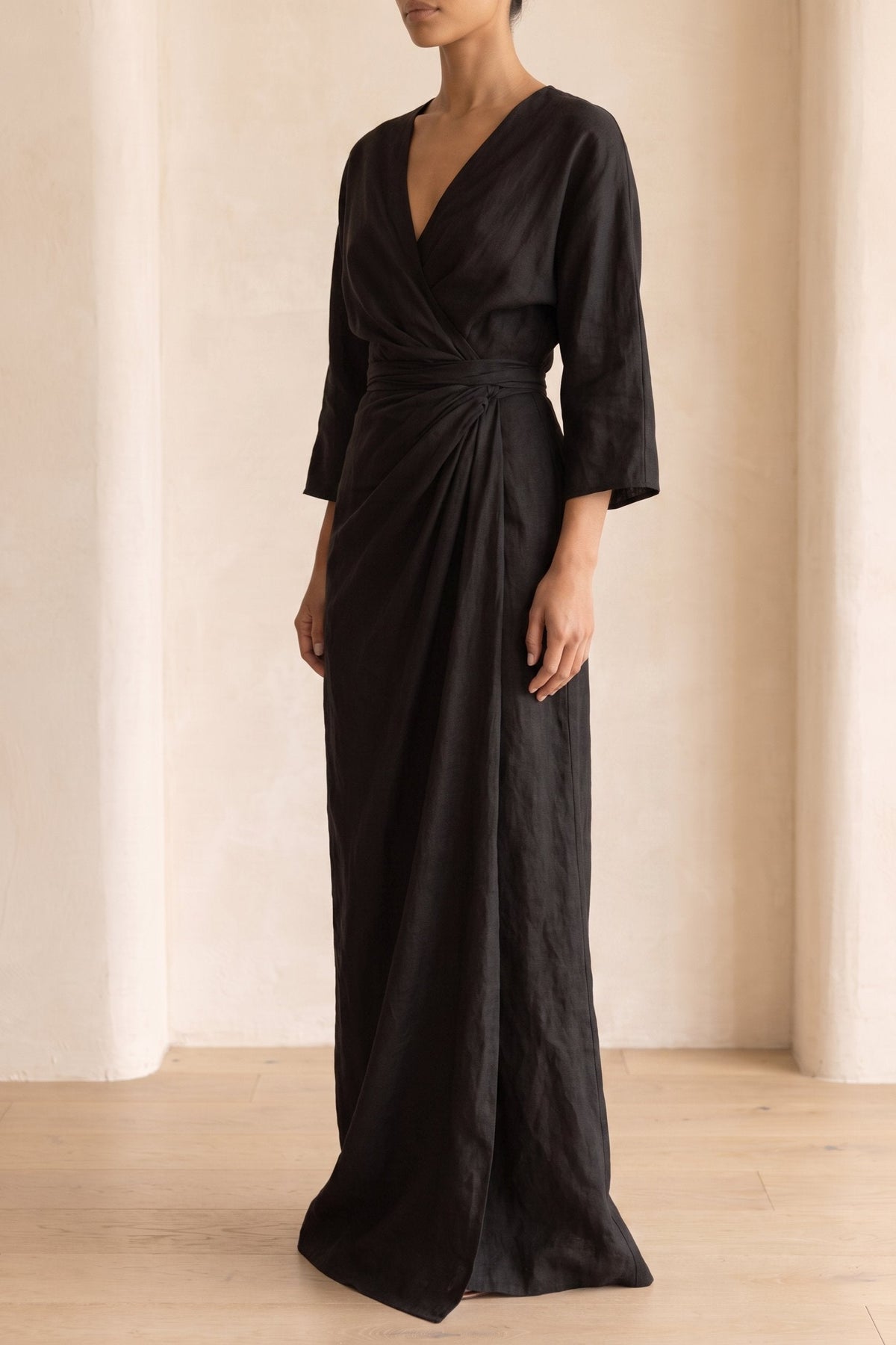 Kenya | Women's Linen-Look V-Neck Maxi Dress