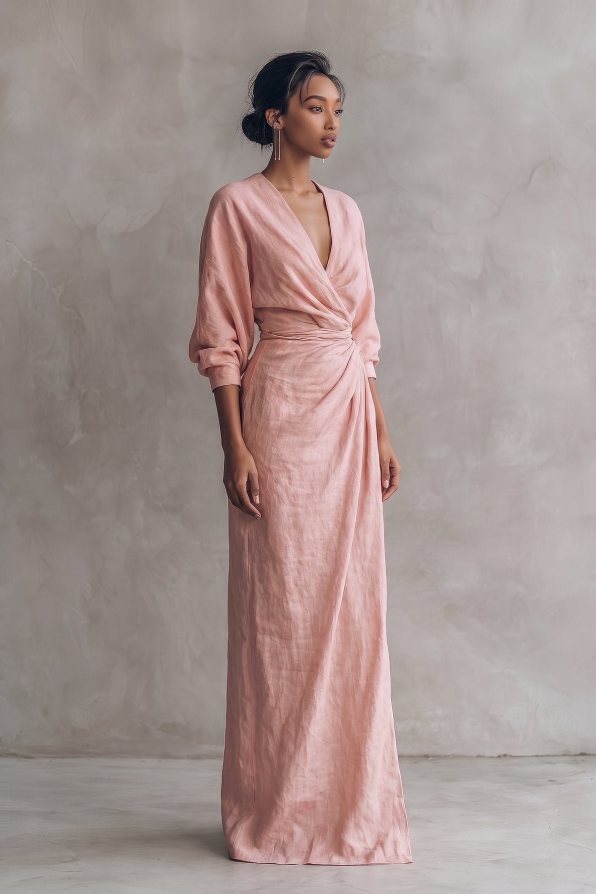 Kenya | Women's Linen-Look V-Neck Maxi Dress