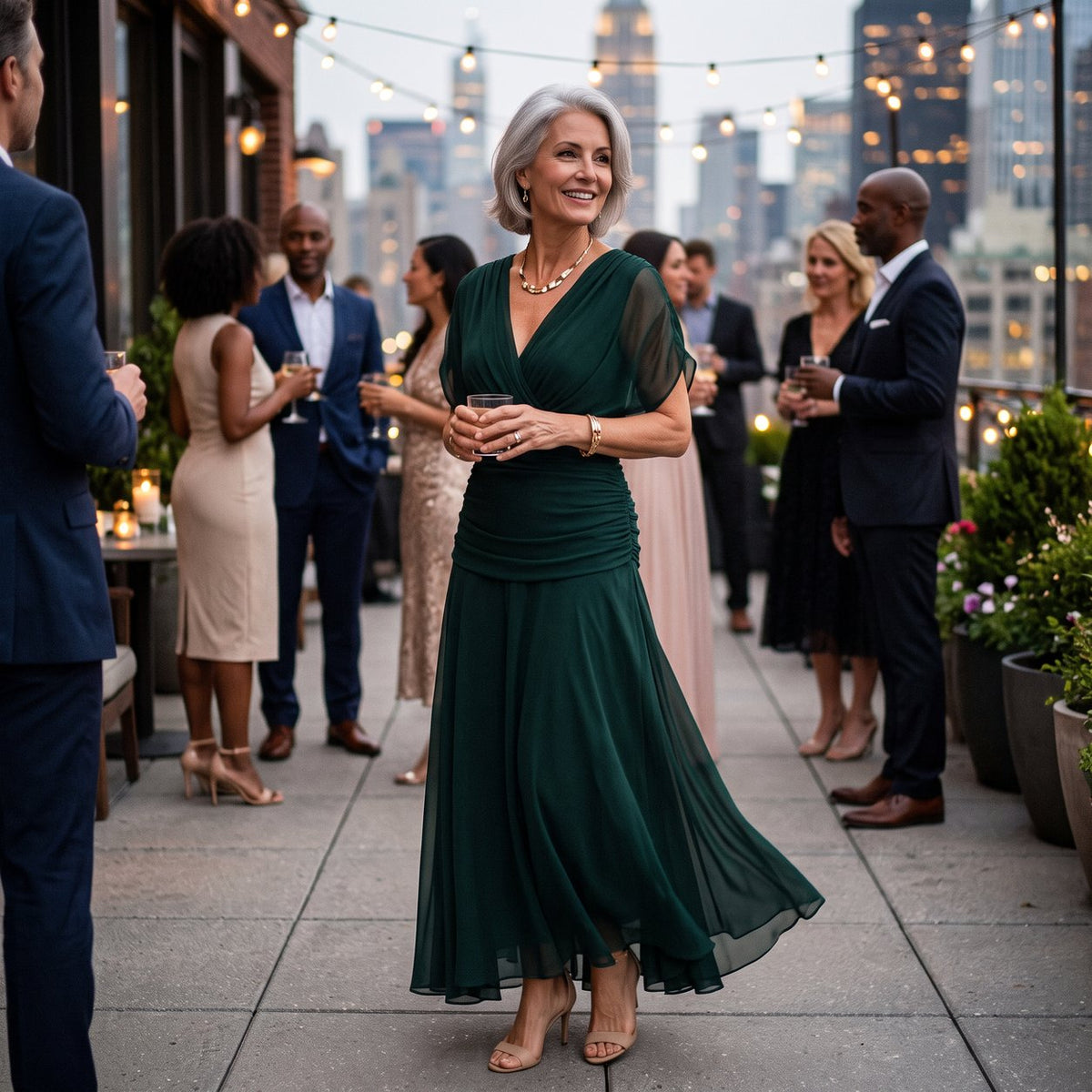 Ursula | Dark Green Christmas Party Dress, Maxi