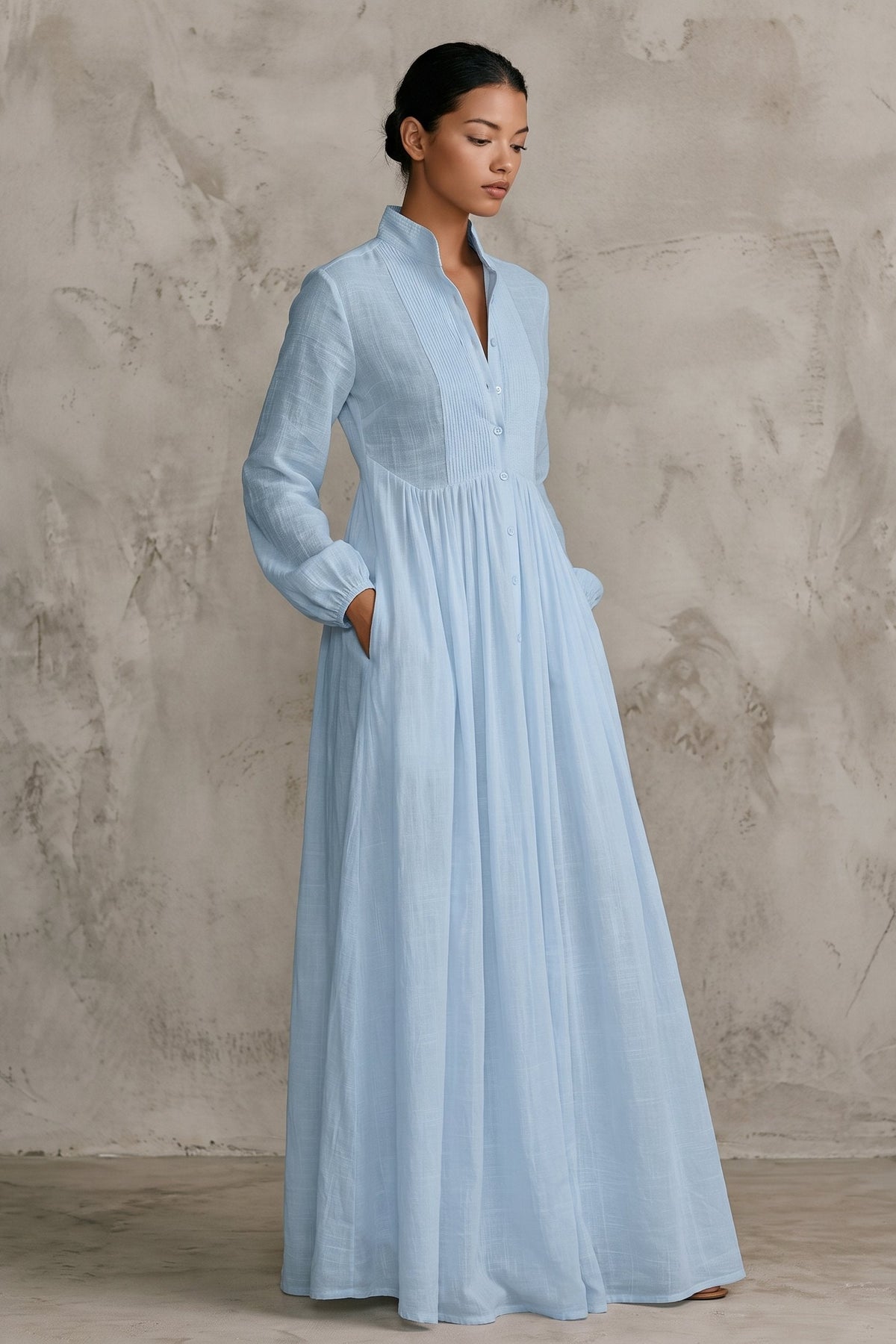 Lidia | Women's Patchwork Linen-Look Maxi Dress