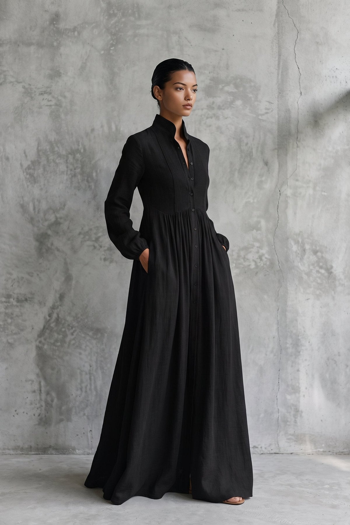Lidia | Women's Patchwork Linen-Look Maxi Dress