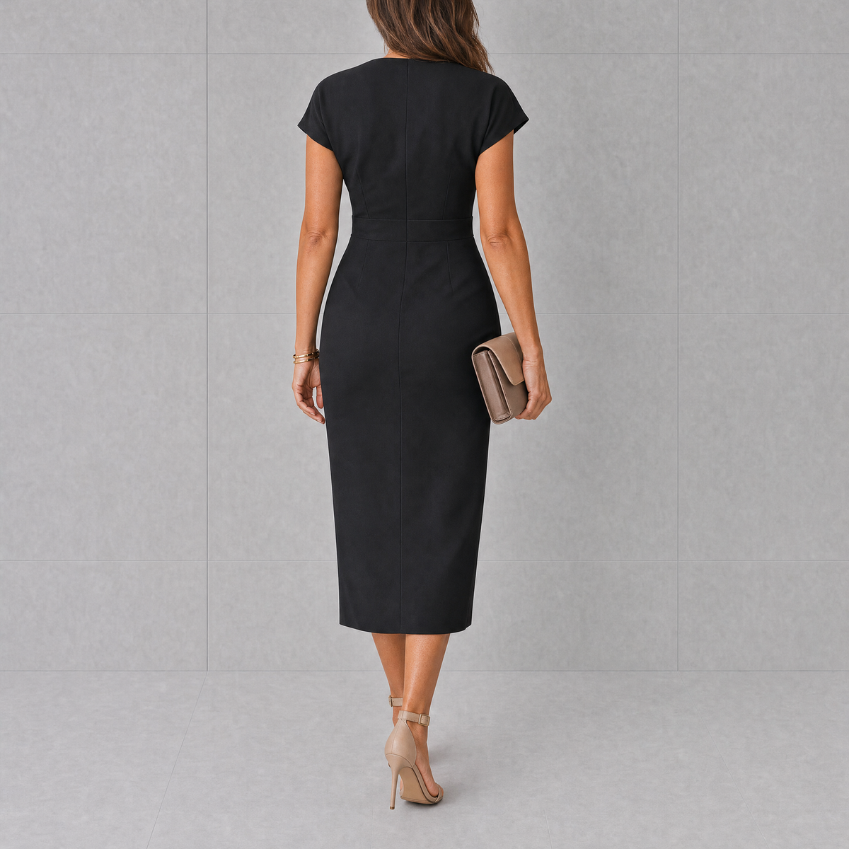 Bellamine | Christmas Party Dress, Wrap Midi with Side Slit