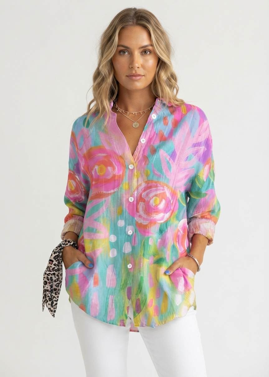 Charlotte King | Women's Vibrant Floral Print Blouse