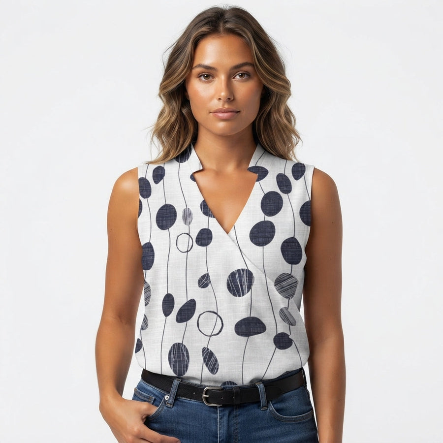 Isabelle Harris | Women's Printed V-Neck Sleeveless Blouse