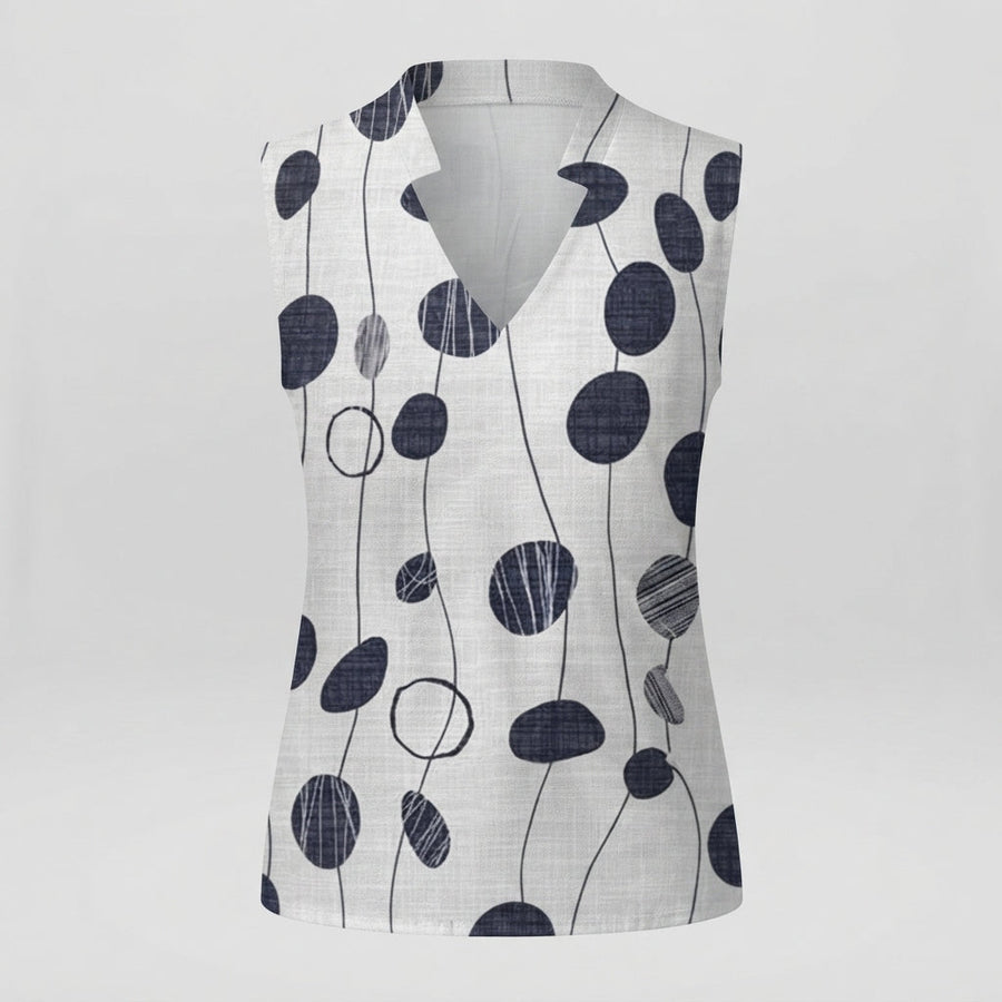 Isabelle Harris | Women's Printed V-Neck Sleeveless Blouse