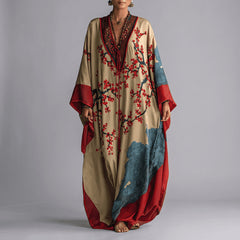 Evangeline | Women's Floral Maxi Dress with Batwing Sleeves