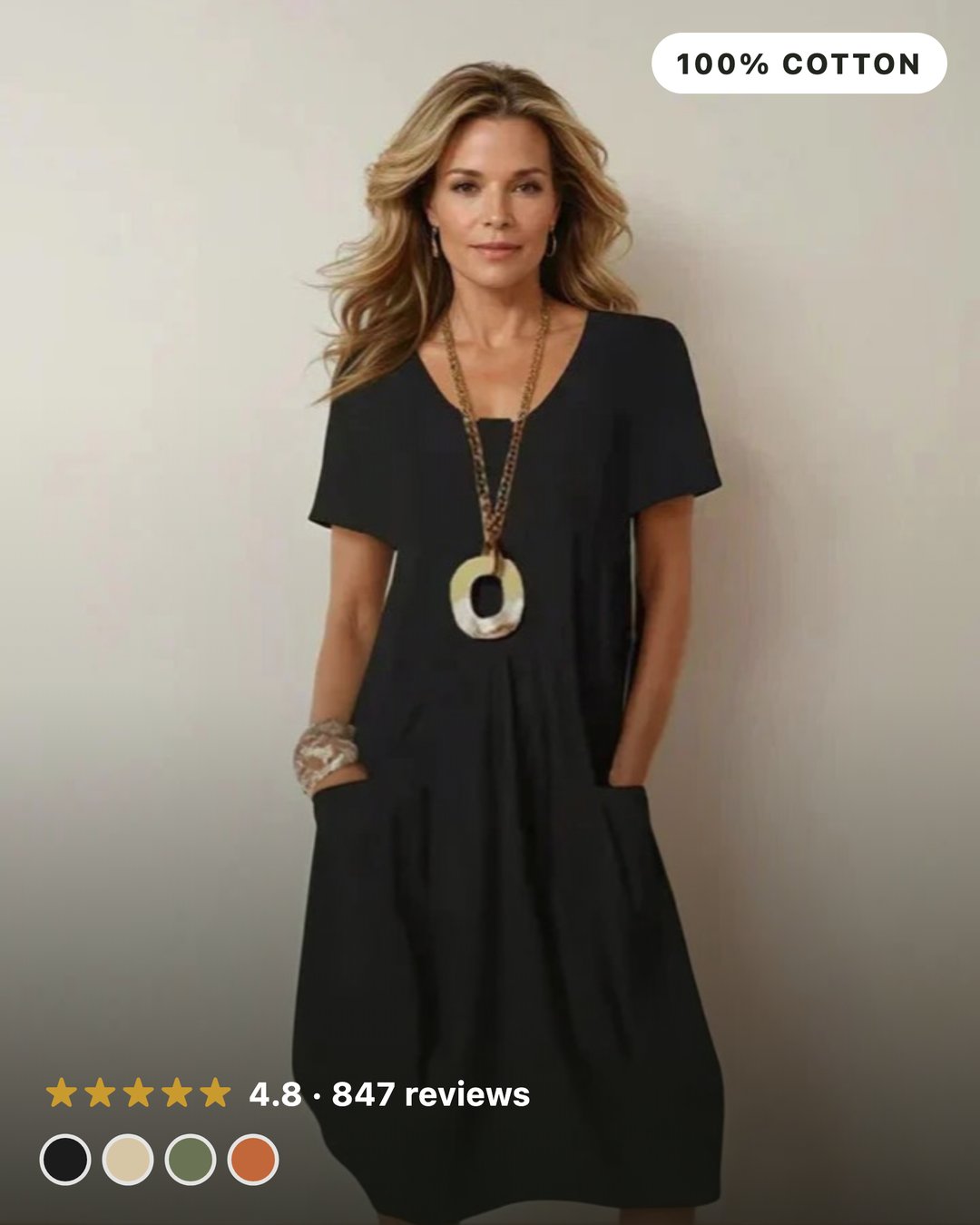 Willa | Women's Black Flowing Everyday Dress in 4 Colours