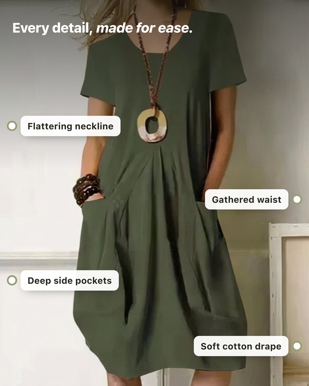Willa | Women's Black Flowing Everyday Dress in 4 Colours