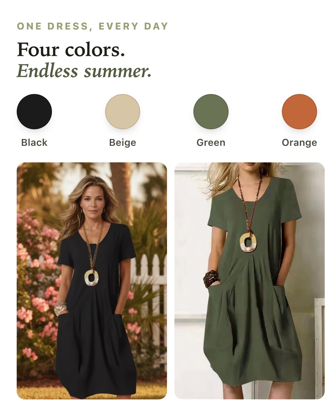 Willa | Women's Black Flowing Everyday Dress in 4 Colours