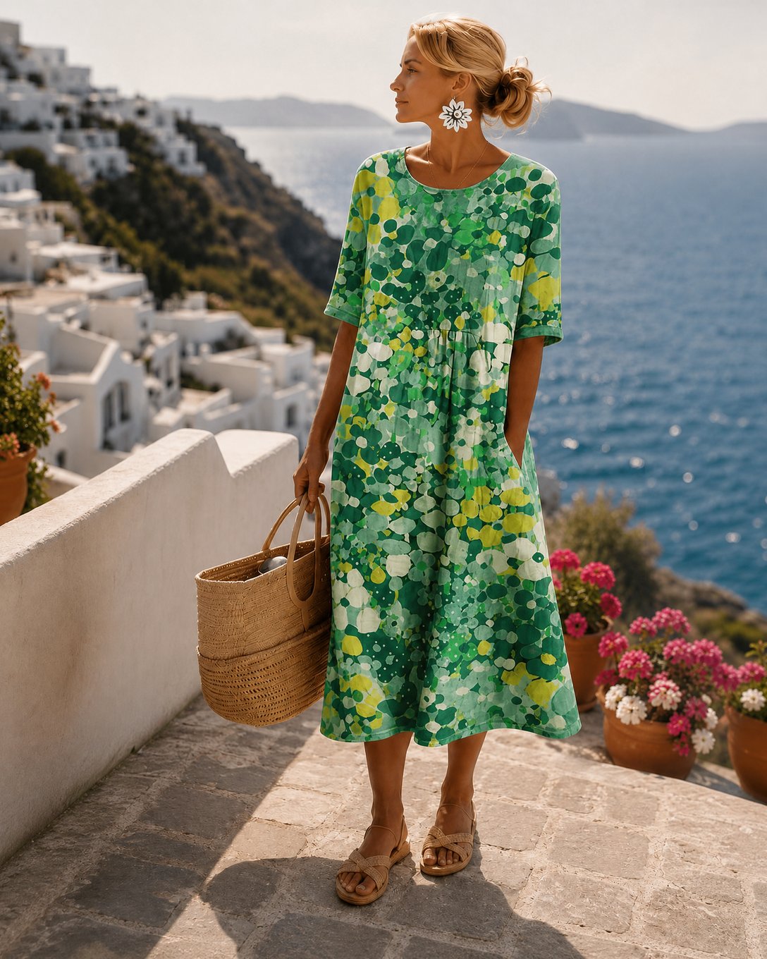 Savannah | Women's Blush Summer Dress in Pink, Green and Blue
