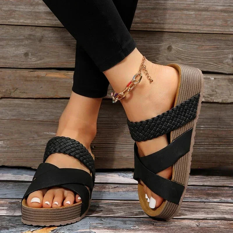 Maelle | Women's Woven Strap Platform Slide Sandals