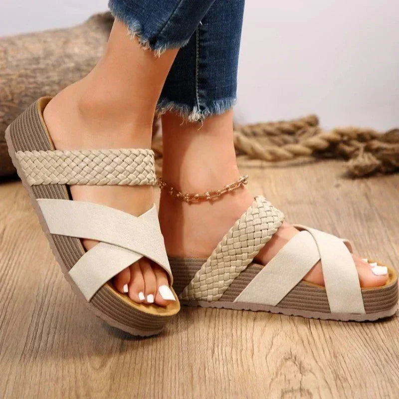 Maelle | Women's Woven Strap Platform Slide Sandals