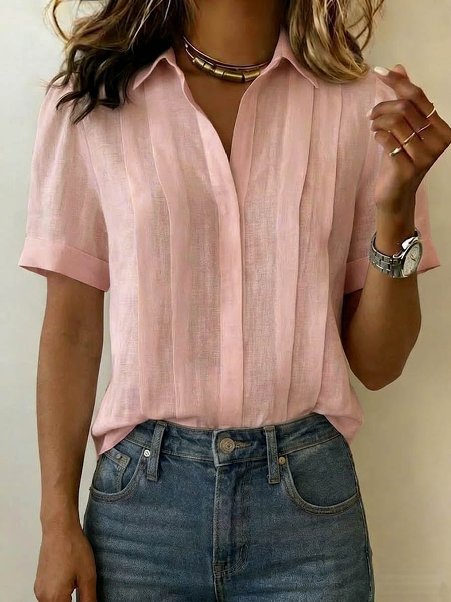 Hannah Robertson | Women's Pleated Linen-Look Blouse