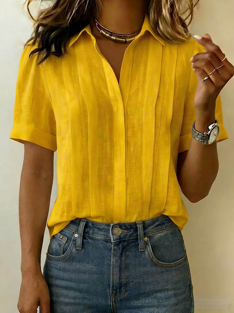 Hannah Robertson | Women's Pleated Linen-Look Blouse