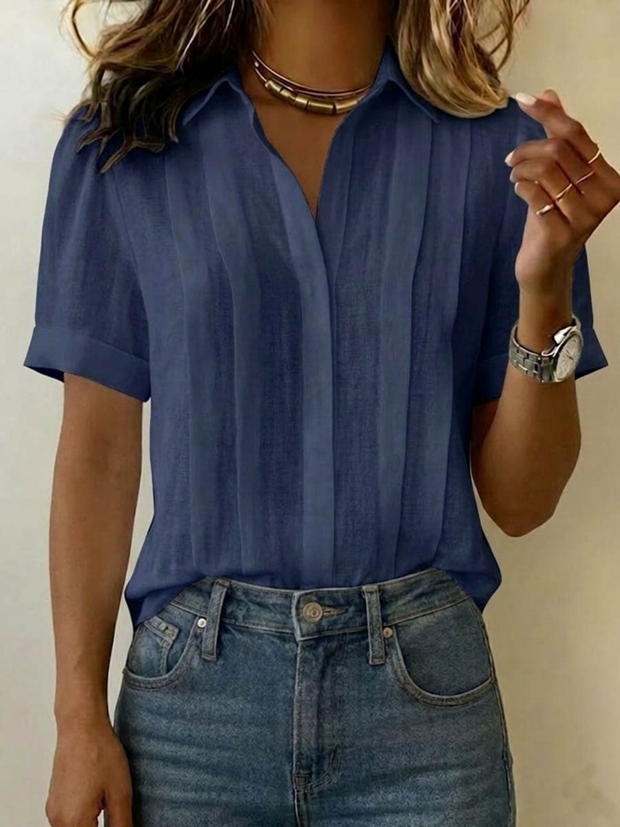 Hannah Robertson | Women's Pleated Linen-Look Blouse