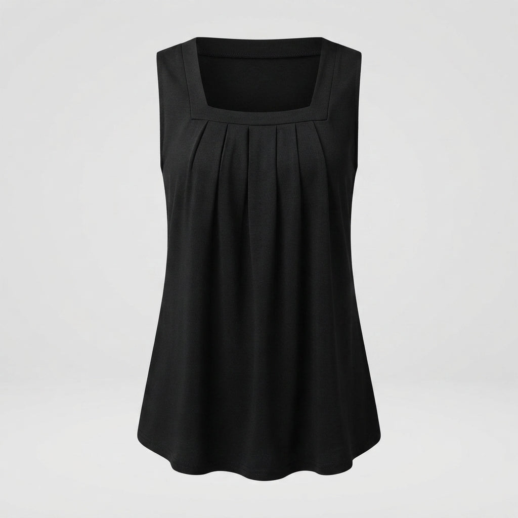 Poppy Reynolds | Women's Pleated Square Neck Tank Top