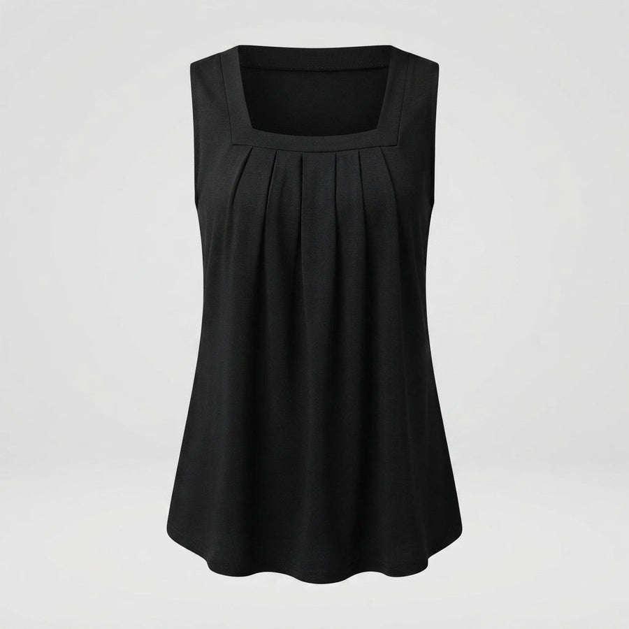 Poppy Reynolds | Women's Pleated Square Neck Tank Top