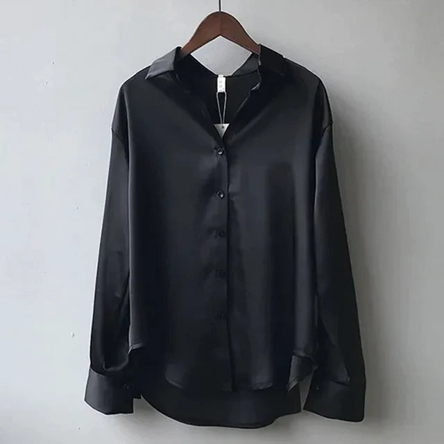 Ottavia | Women's Satin-Look Button-Up Collared Blouse