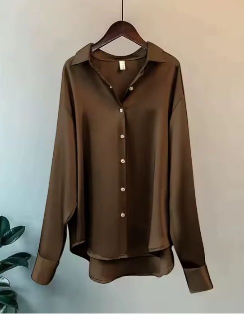 Ottavia | Women's Satin-Look Button-Up Collared Blouse