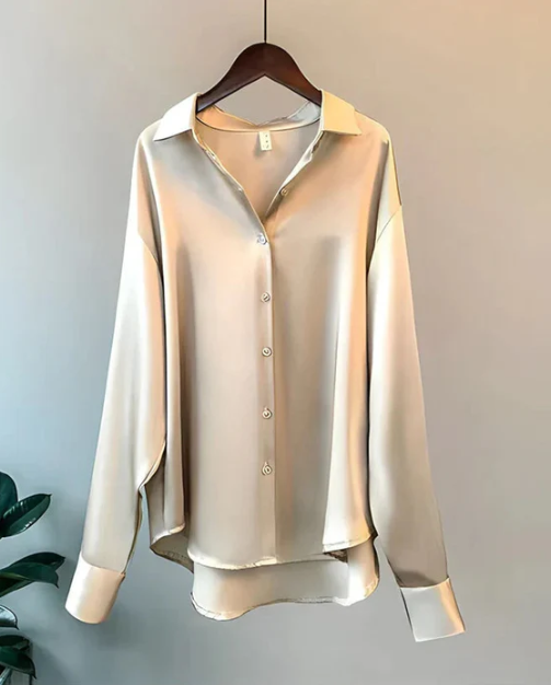 Ottavia | Women's Satin-Look Button-Up Collared Blouse