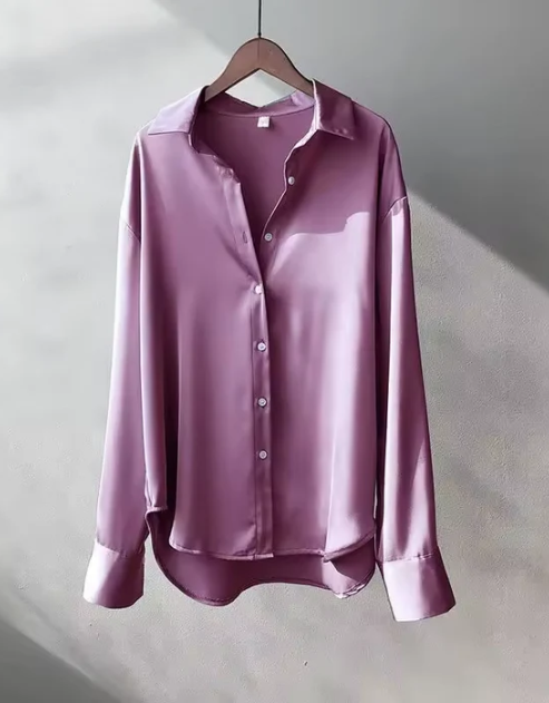 Ottavia | Women's Satin-Look Button-Up Collared Blouse