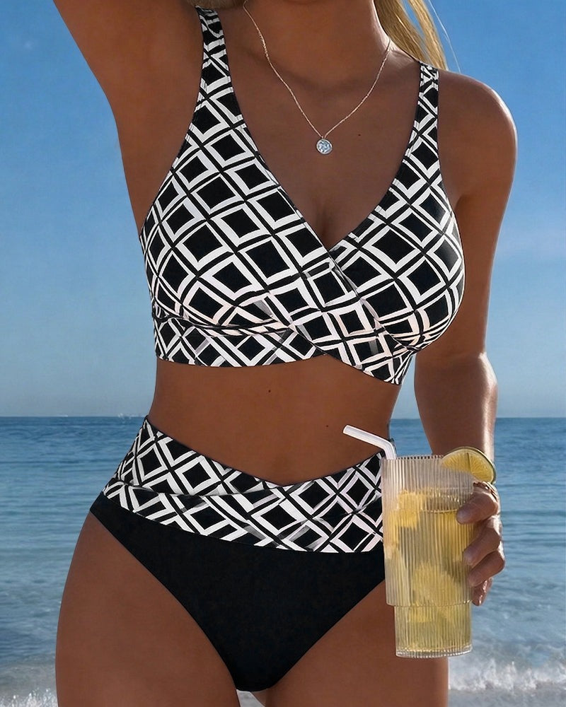 Anouk | Women's Checkered High Waist Bikini Set