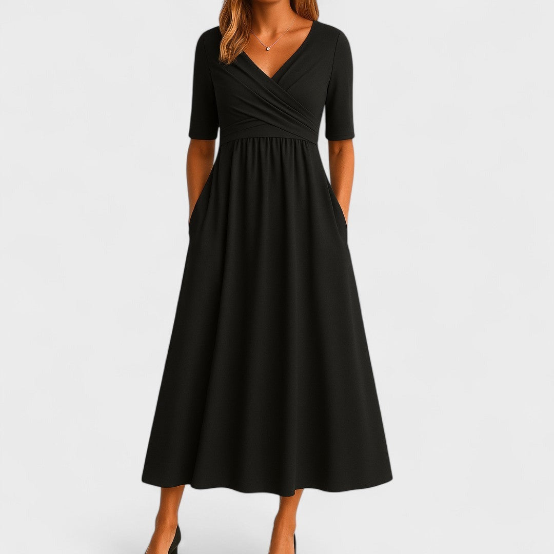 Victoria | Christmas Party Dress, Wrap V-Neck Maxi