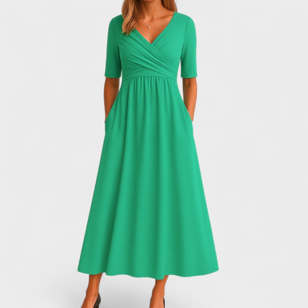 Victoria | Christmas Party Dress, Wrap V-Neck Maxi