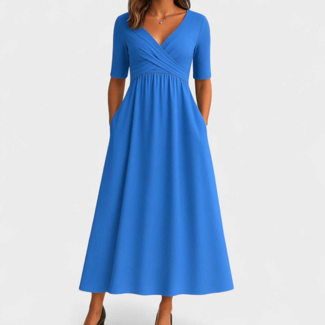 Victoria | Christmas Party Dress, Wrap V-Neck Maxi