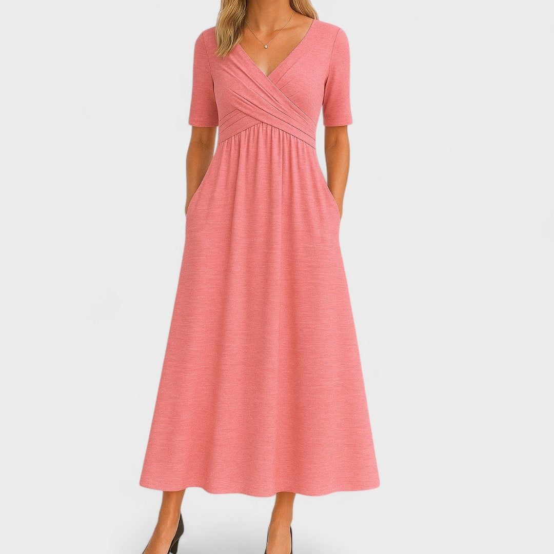 Victoria | Christmas Party Dress, Wrap V-Neck Maxi