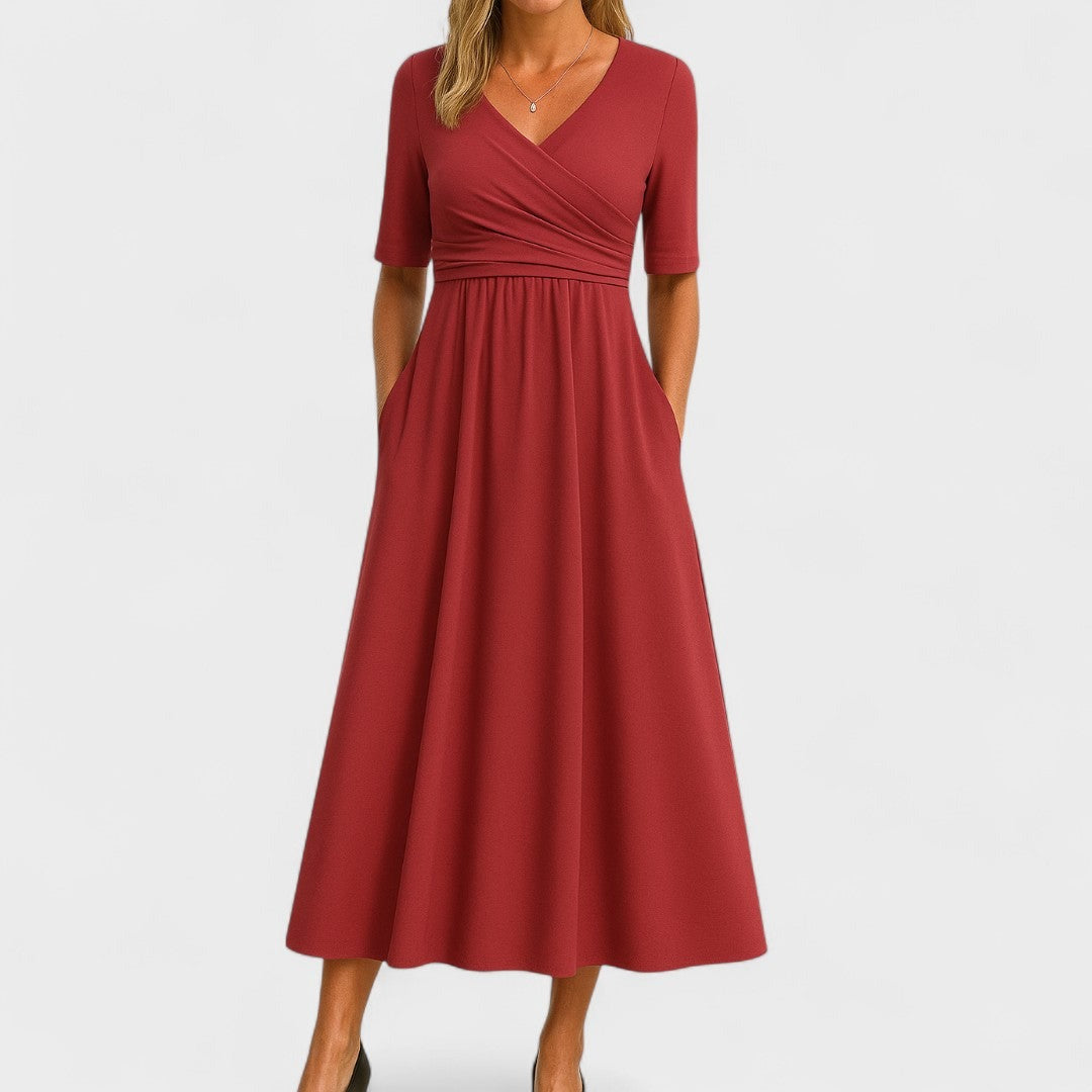 Victoria | Christmas Party Dress, Wrap V-Neck Maxi