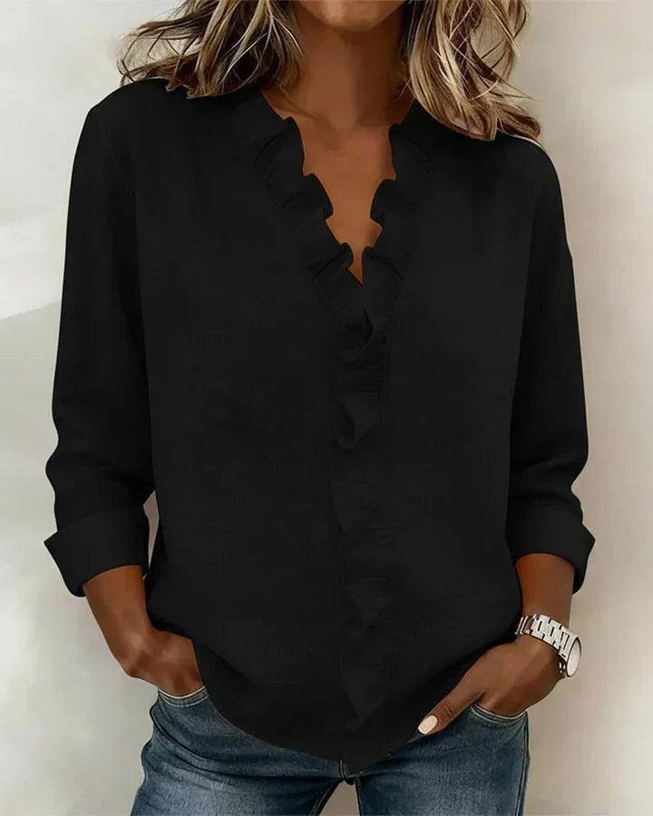 Antonia | Women's Ruffle V-Neck Long Sleeve Blouse
