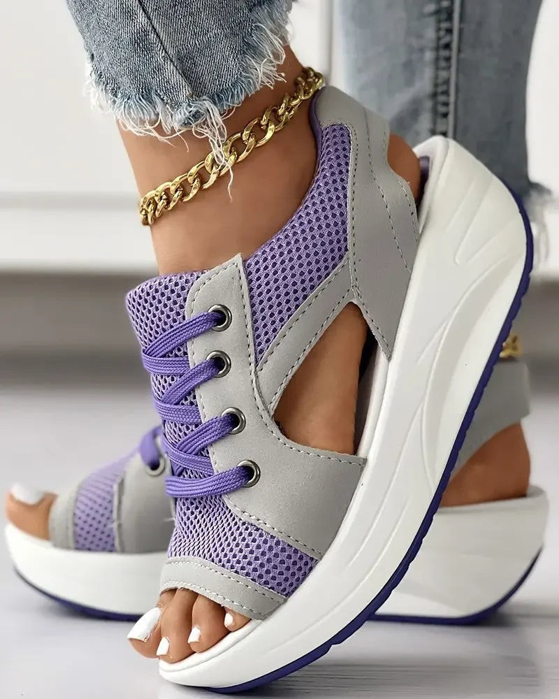 Ema | Women's Knit Mesh Sandals with Suede Panels
