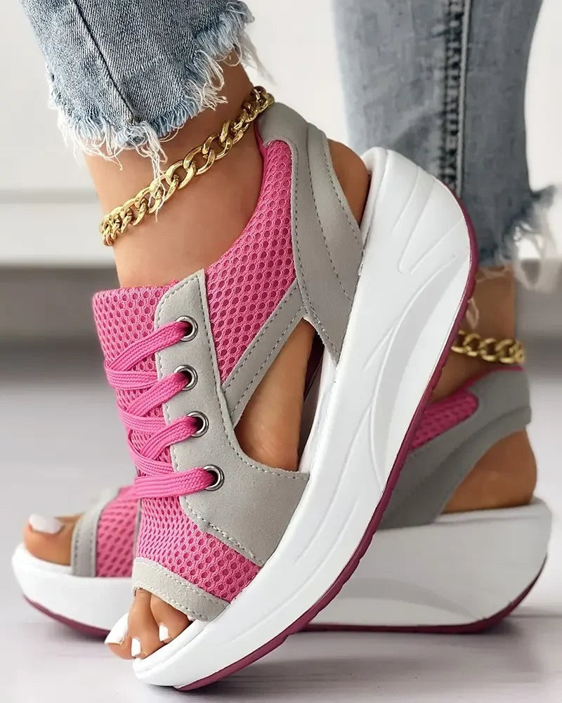 Ema | Women's Knit Mesh Sandals with Suede Panels