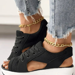 Ema | Women's Knit Mesh Sandals with Suede Panels