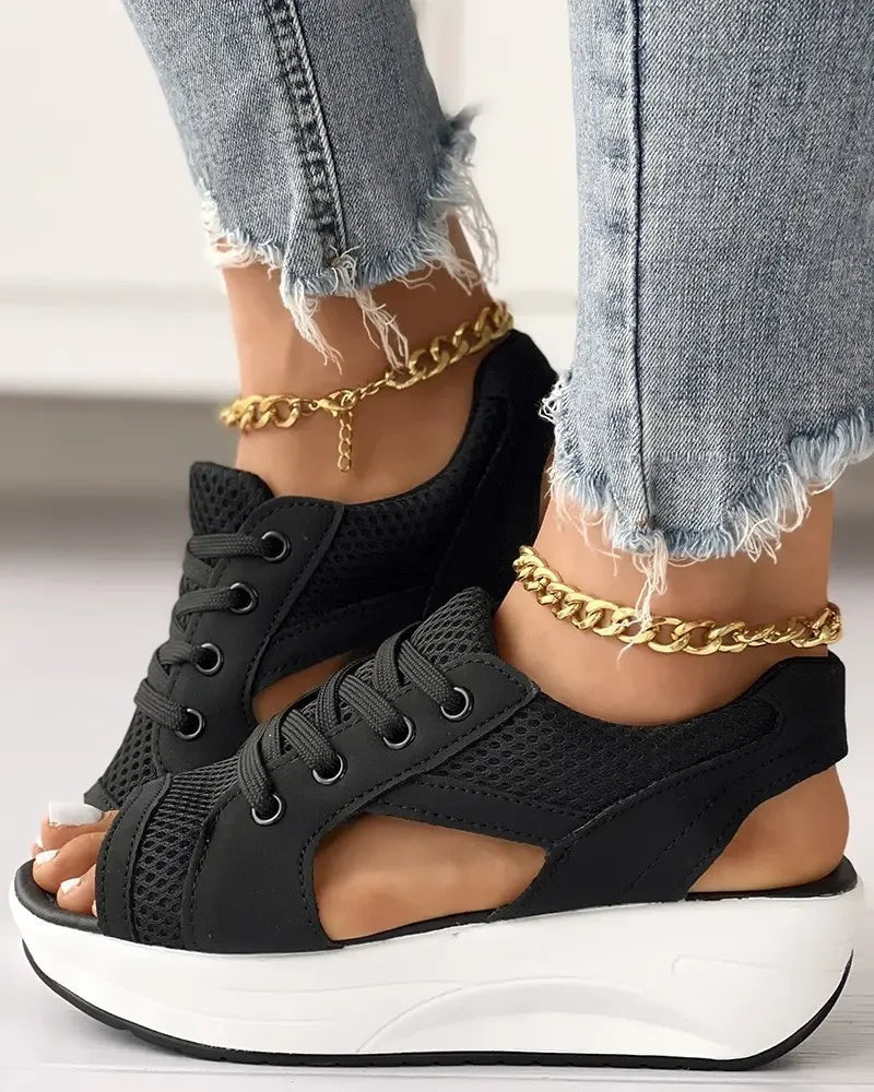 Ema | Women's Knit Mesh Sandals with Suede Panels