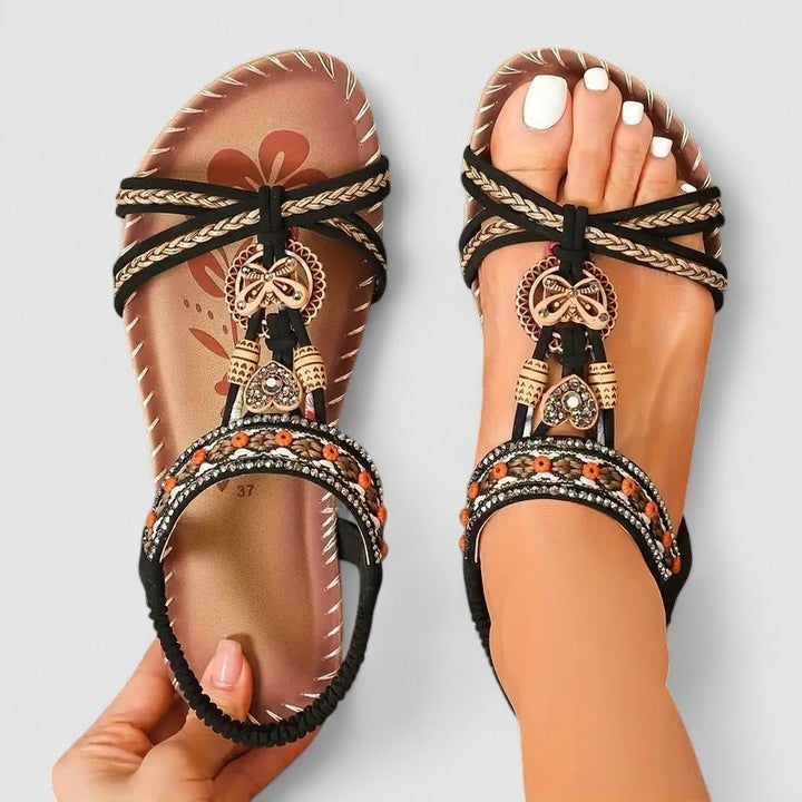 Helen | Women's Flat Sandals with Heel Cap and Wide Toe Box