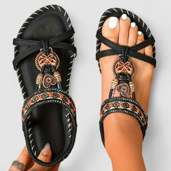 Helen | Women's Flat Sandals with Heel Cap and Wide Toe Box