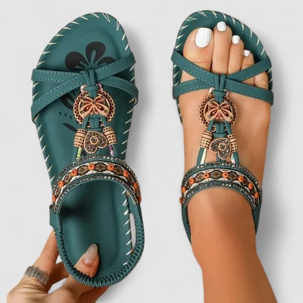 Helen | Women's Flat Sandals with Heel Cap and Wide Toe Box