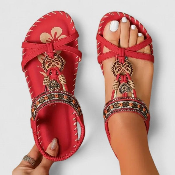 Helen | Women's Flat Sandals with Heel Cap and Wide Toe Box