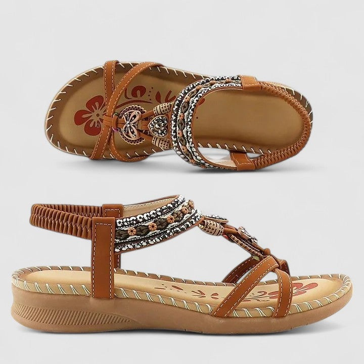 Helen | Women's Flat Sandals with Heel Cap and Wide Toe Box
