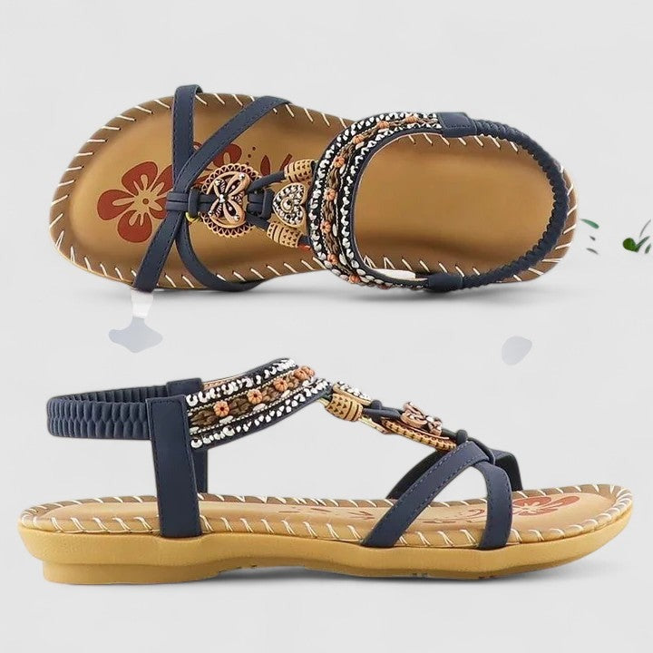Helen | Women's Flat Sandals with Heel Cap and Wide Toe Box